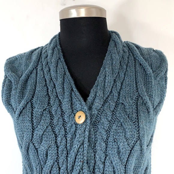 Shannon Woolen Mills Ireland 100% Merino Wool Women’s Size XS Green Sweater Vest - Picture 3 of 11